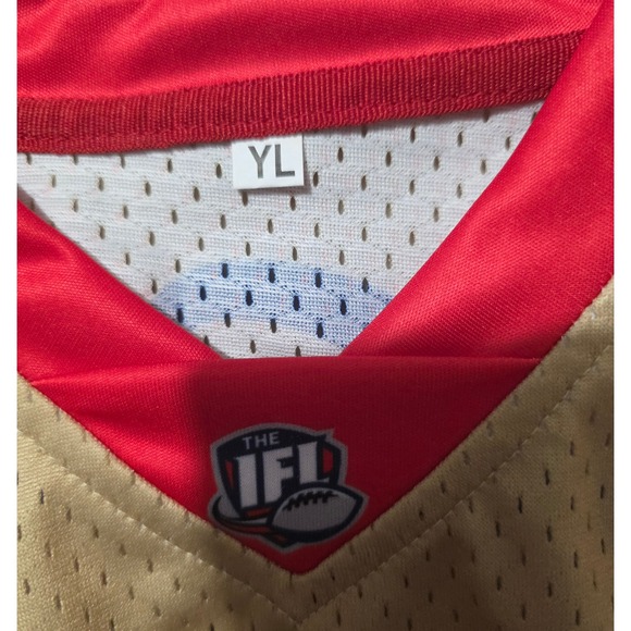 Quad City Steamwheelers Jersey #25 Youth Large IFL Football Gold Red YL - Picture 2 of 8